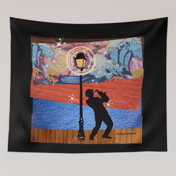 Item preview, Orange Collage of Bourbon Street Musician  designed and sold by artbyomega.