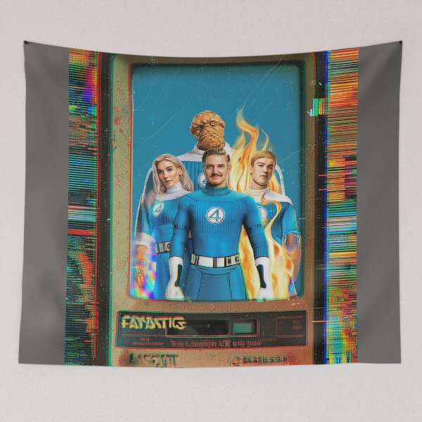 Item preview, Blue Heroes on Screen – Retro VHS Glitch Style designed and sold by LoomisDreams.