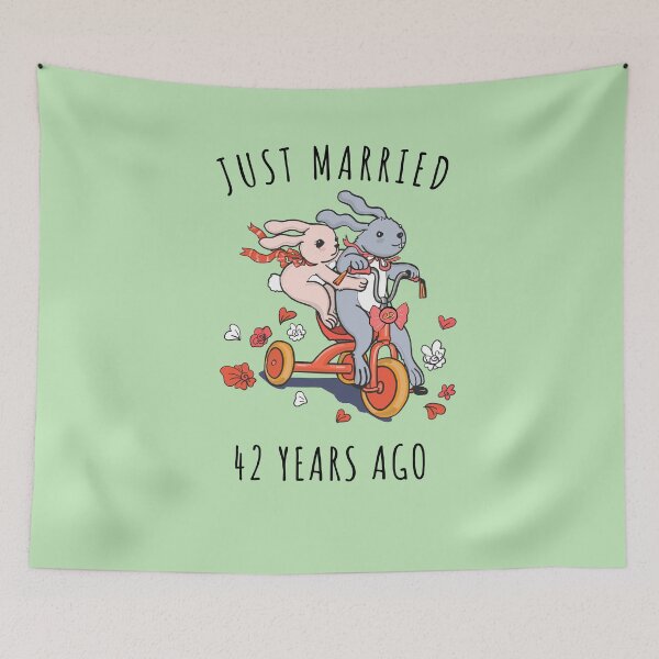 Item preview, Just Married 42 Years Ago - 42nd Anniversary Couple Bunnies Tee, Phone Cases And Other Gifts designed and sold by MemWear.