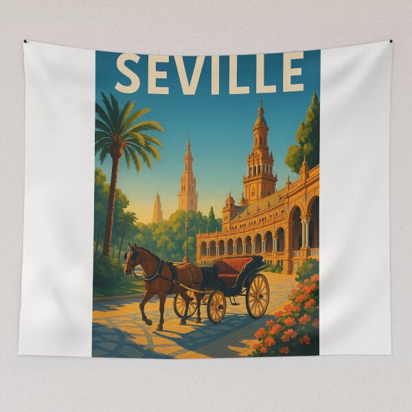 Item preview, Horse Carriage at Plaza de España, Seville designed and sold by Places On Earth.