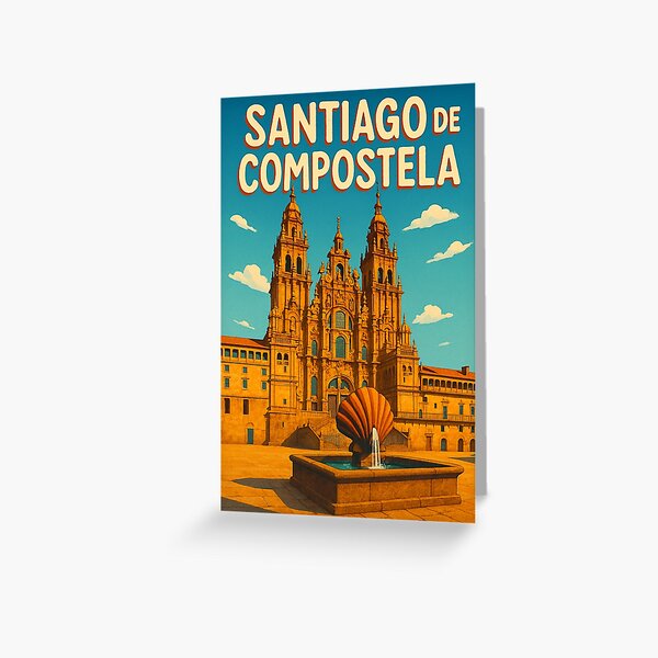 Artikel-Vorschau von Blick auf den Brunnen der Kathedrale, Santiago de Compostela, designt und verkauft von Places On Earth.