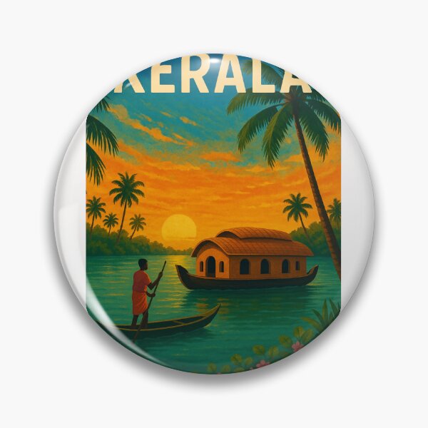 Item preview, Kerala Backwaters at Sunset with Houseboat designed and sold by Places On Earth.