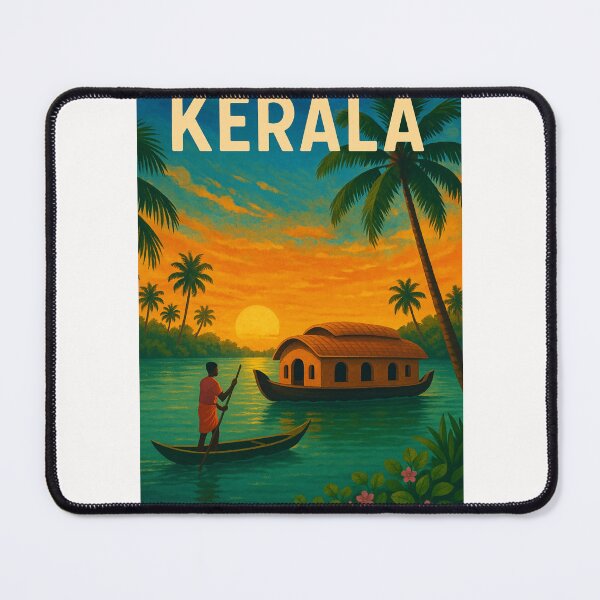 Item preview, Kerala Backwaters at Sunset with Houseboat designed and sold by Places On Earth.