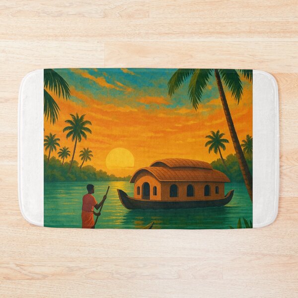 Item preview, Kerala Backwaters at Sunset with Houseboat designed and sold by Places On Earth.