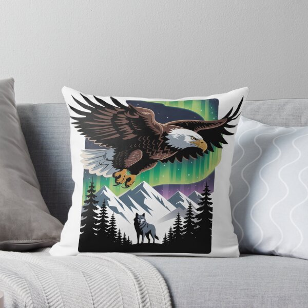 Item preview, Wild Landscape Eagle and Wolf designed and sold by NicolasGlowArt.