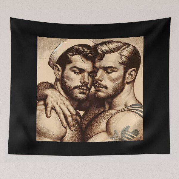Item preview, 1940s Vintage Sailors "Brothers In Arms" San Francisco Tom of Finland Tribute Gay Pride Graphic Design designed and sold by ItsAKinkThing.