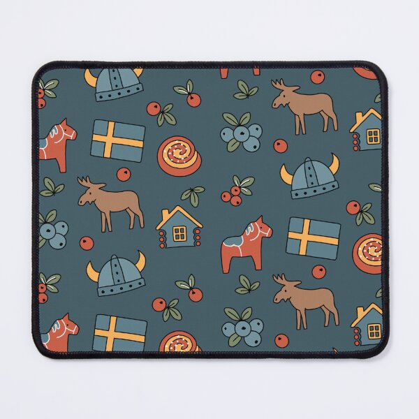 Item preview, Sweden Icons Illustration of Moose, Horse, Viking Hat, Cabin and Flag designed and sold by Studio Pico.