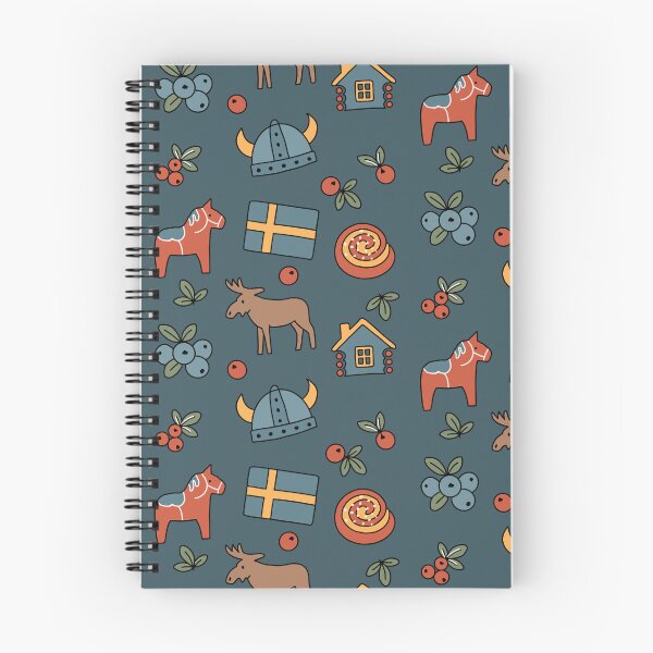 Item preview, Sweden Icons Illustration of Moose, Horse, Viking Hat, Cabin and Flag designed and sold by Studio Pico.
