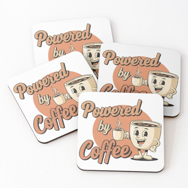 Item preview, Powered by Coffee – Retro Cute Coffee Cup Meme Art designed and sold by 001Haiba.