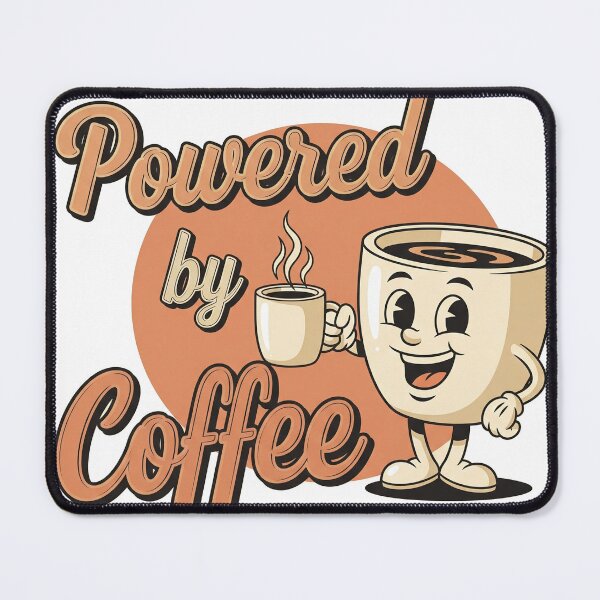 Item preview, Powered by Coffee – Retro Cute Coffee Cup Meme Art designed and sold by 001Haiba.