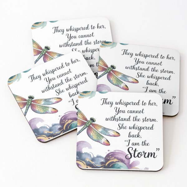 Item preview, They Whispered, "You Cannot Withstand The Storm." She Whispered Back, "I Am The Storm" Multicoloured Watercolor Dragonfly 002 designed and sold by TeesYouWant.