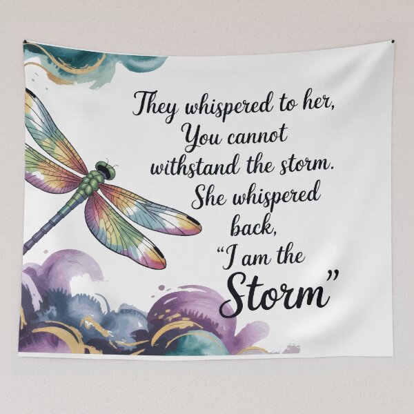 Item preview, They Whispered, "You Cannot Withstand The Storm." She Whispered Back, "I Am The Storm" Multicoloured Watercolor Dragonfly 002 designed and sold by TeesYouWant.