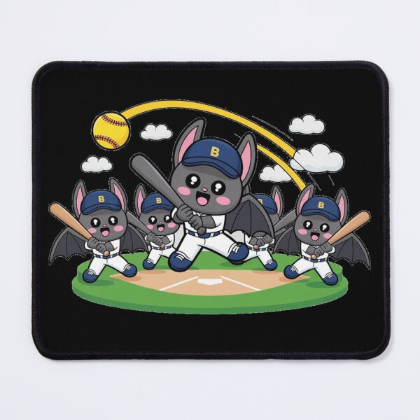 Item preview, Cute Baseball Bat Team – Funny Kawaii Bats Playing Baseball Design designed and sold by Kashear.