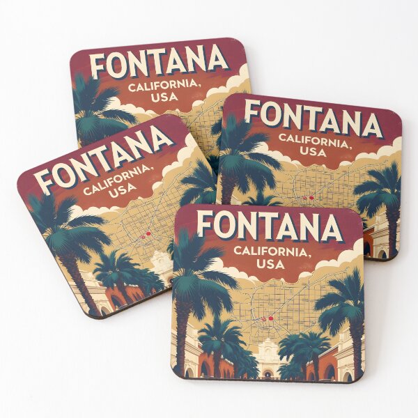 Artikelvorschau, Fontana, Kalifornien, 1950er Jahre, USA, Vintage, Reisetourismus entworfen und verkauft von TravelersGems.
