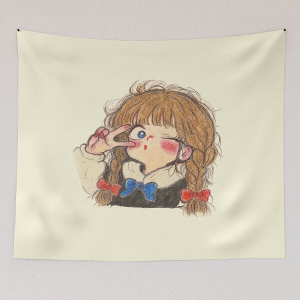 Item preview, Cute Winking Girl with Braids designed and sold by HerSteps.