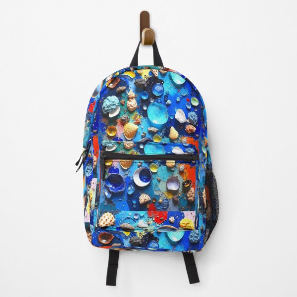 Item preview, Colorful Seashell Collage on Ocean Blue Background designed and sold by VikArtStudio.