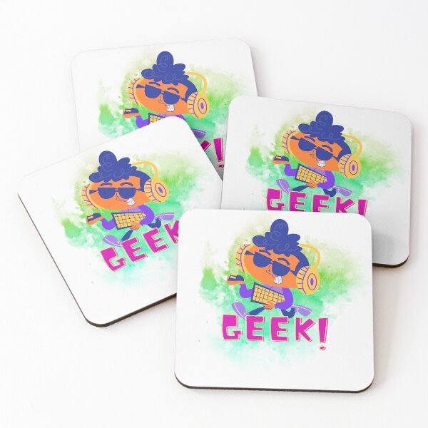 Item preview, Geek Guy with Laptop – Colorful Programmer with Headphones designed and sold by Lunaria Arts.