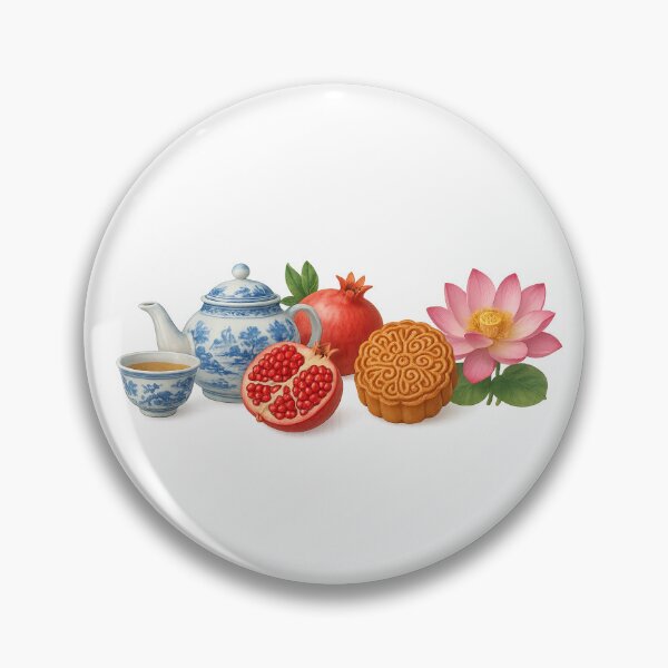 Item preview, Mid autumn festival tea set with mooncake and fruit, transparent background, AI generated designed and sold by dvoevnore.