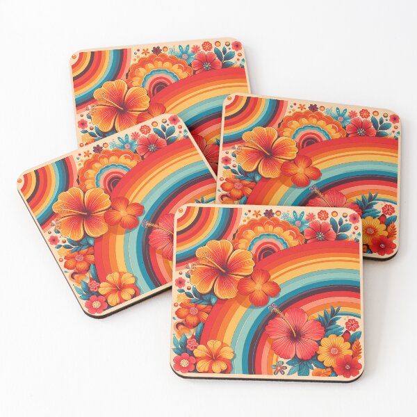 Item preview, Hibiscus Rainbow Delight - Scandinavian Folk Art by heidiannemorris © designed and sold by FOLK ART FUSION.