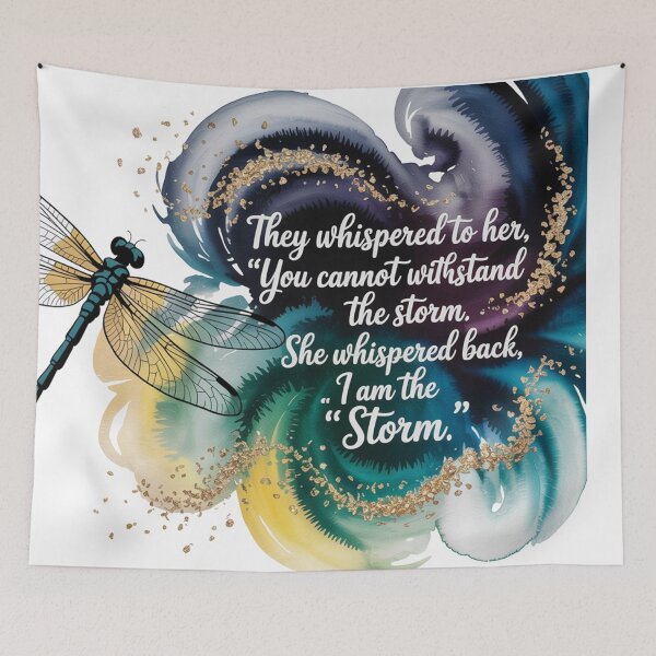 Item preview, They Whispered to her, "You Cannot Withstand The Storm." She Whispered Back, "I Am The Storm" Multicolored Watercolor Dragonfly 003 designed and sold by TeesYouWant.