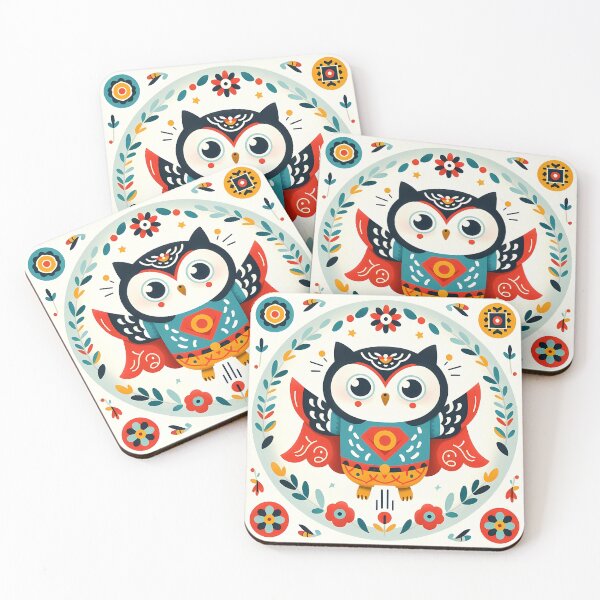 Item preview, Owl Superhero - Scandinavian Folk Art by heidiannemorris © designed and sold by FOLK ART FUSION by heidiannemorris.