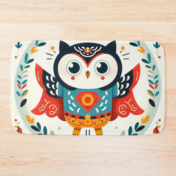 Item preview, Owl Superhero - Scandinavian Folk Art by heidiannemorris © designed and sold by FOLK ART FUSION by heidiannemorris.