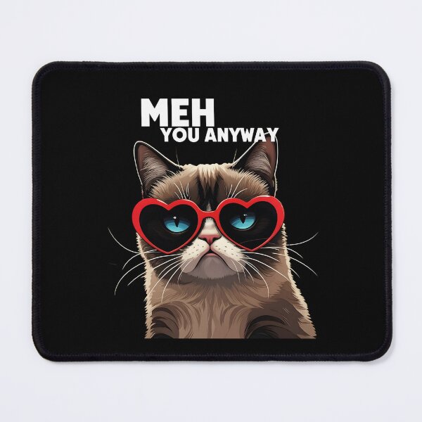 Item preview, Meh Love You Anyway – Funny Grumpy Cat with Heart Glasses Sarcastic Valentine’s T-Shirt designed and sold by JaroPrints.