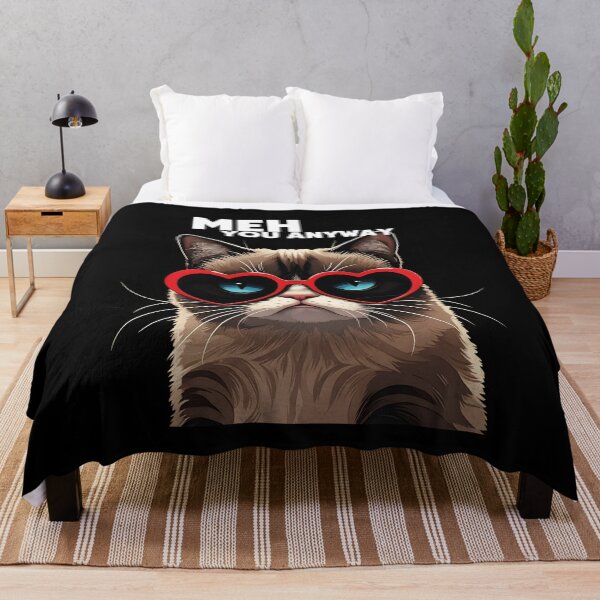 Item preview, Meh Love You Anyway – Funny Grumpy Cat with Heart Glasses Sarcastic Valentine’s T-Shirt designed and sold by JaroPrints.