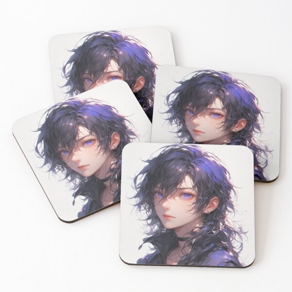 Item preview, Violet Gaze – Anime Boy in Midnight Hues designed and sold by NegarTv Designs.