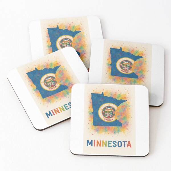 Item preview, Vibrant Watercolor Minnesota Map with State Seal designed and sold by ArtistrySky.
