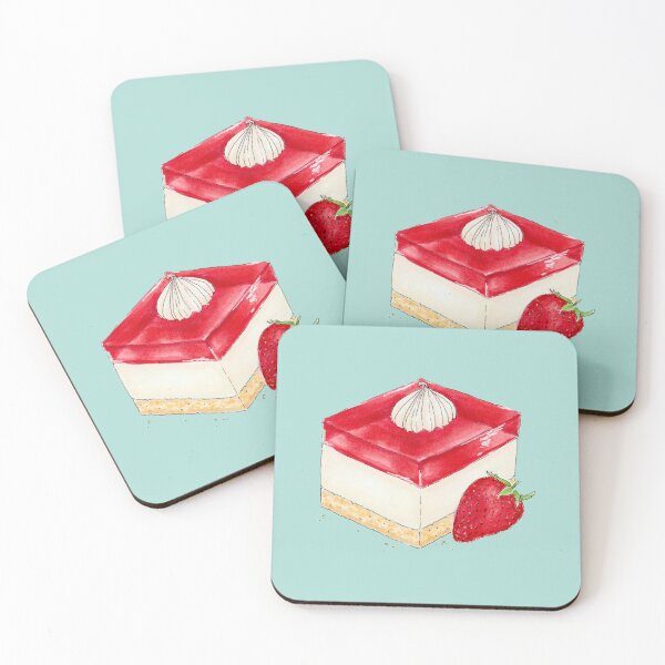 Item preview, Australian Strawberry Jelly Slice Dessert - Hand-drawn Traditional Illustration Drawing designed and sold by SChristineBrink.