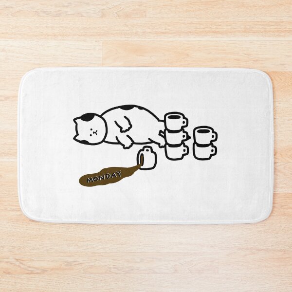 Item preview, a Cat with coffee on Monday designed and sold by superbaechoo.