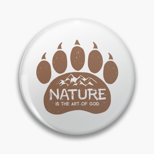 Item preview, Bear tracks, paw prints. Mountains and lettering. Vintage illustration for outdoor travel. Retro emblem. Nature is the art of god designed and sold by AnaVerana.