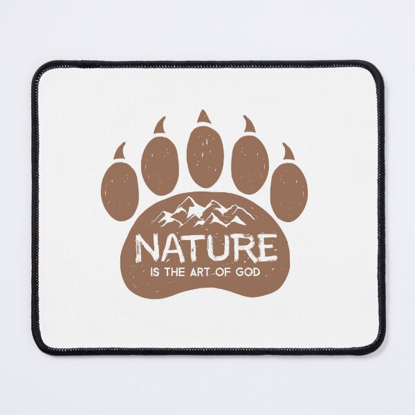 Item preview, Bear tracks, paw prints. Mountains and lettering. Vintage illustration for outdoor travel. Retro emblem. Nature is the art of god designed and sold by AnaVerana.