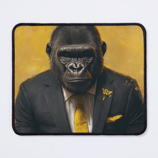 Item preview, Gorilla in Suit Writing on a Yellow Background designed and sold by Artessie.