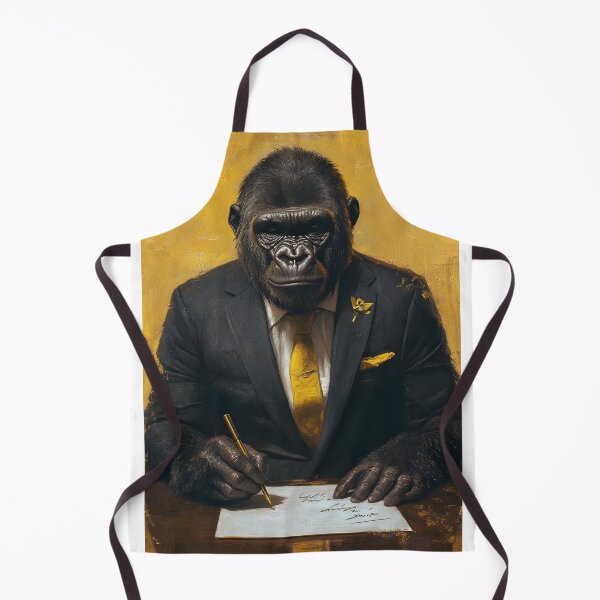Item preview, Gorilla in Suit Writing on a Yellow Background designed and sold by Artessie.