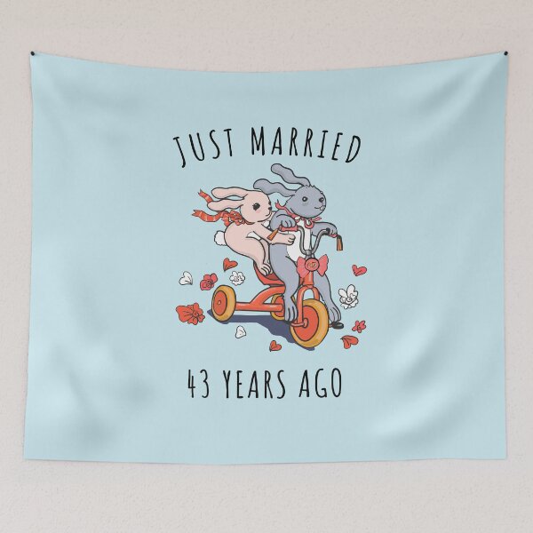 Item preview, Just Married 43rd Years Ago - 43rd Anniversary Couple Bunnies Tee, Phone Cases And Other Gifts designed and sold by MemWear.