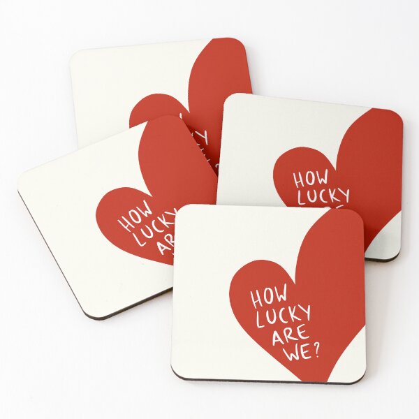 Item preview, How Lucky Are We? – Bold Red Heart Love Quote designed and sold by moonna designs.