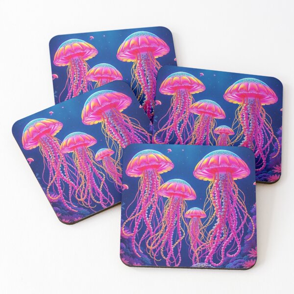 Item preview, Colorful neon colors with jellyfish family  designed and sold by Dogandesighn.