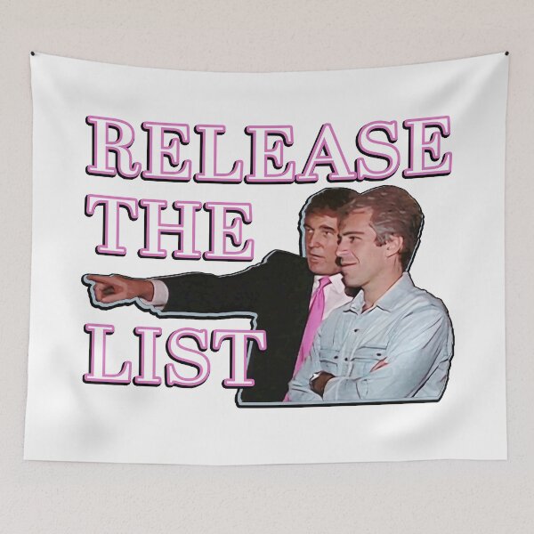 Item preview, Release the Epstein List featuring Jeffrey Epstein and Donald Trump designed and sold by Signs for Dark Times.