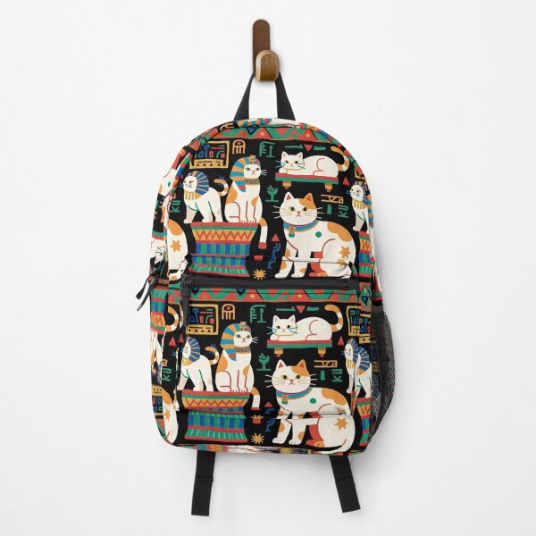 Item preview, Ancient Egyptian Felines with Hieroglyphs and Colorful Borders Adorn this Playful and Culturally Rich Cat Pattern designed and sold by ArtifactVault.