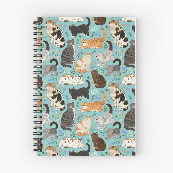 Item preview, A Delightful Assortment of Charming Cats in Diverse Poses and Breeds Scattered Across a Soft Blue Floral Background designed and sold by ArtifactVault.