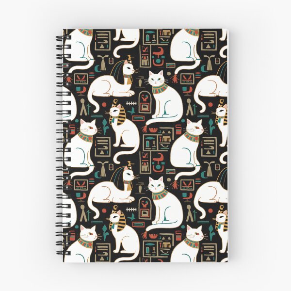 Item preview, Regal White Egyptian Cats with Ornate Collars and Ancient Symbols Adorn this Historically Inspired and Mystical Pattern designed and sold by ArtifactVault.