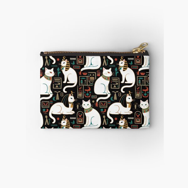 Item preview, Regal White Egyptian Cats with Ornate Collars and Ancient Symbols Adorn this Historically Inspired and Mystical Pattern designed and sold by ArtifactVault.