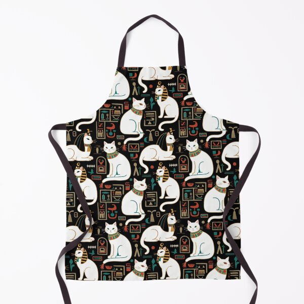 Item preview, Regal White Egyptian Cats with Ornate Collars and Ancient Symbols Adorn this Historically Inspired and Mystical Pattern designed and sold by ArtifactVault.