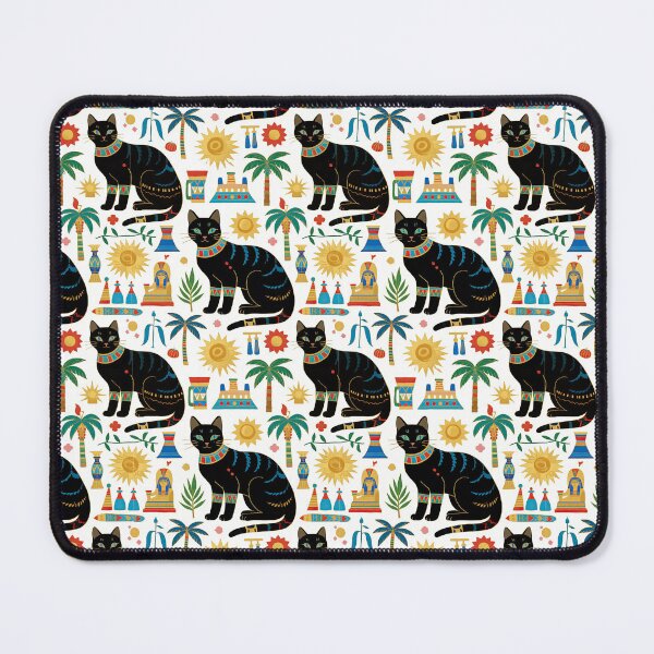 Item preview, Majestic Black Egyptian Cats with Vibrant Adornments and Desert Motifs Create a Striking and Culturally Rich Design designed and sold by ArtifactVault.