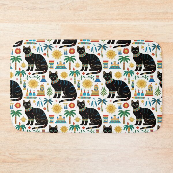 Item preview, Majestuosos gatos egipcios negros con adornos vibrantes y motivos desérticos crean un diseño impactante y culturalmente rico. designed and sold by ArtifactVault.