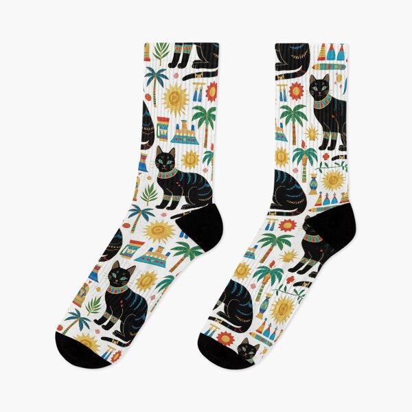 Item preview, Majestic Black Egyptian Cats with Vibrant Adornments and Desert Motifs Create a Striking and Culturally Rich Design designed and sold by ArtifactVault.