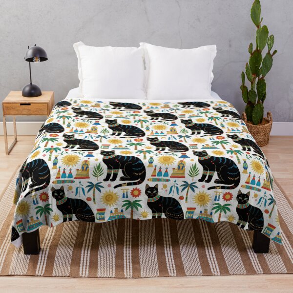 Item preview, Majestic Black Egyptian Cats with Vibrant Adornments and Desert Motifs Create a Striking and Culturally Rich Design designed and sold by ArtifactVault.