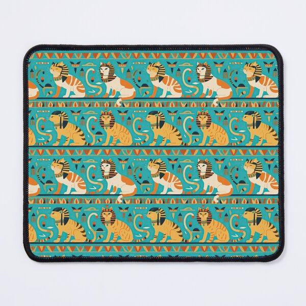 Item preview, Horizontal Stripes of Golden Egyptian Cats and Intricate Hieroglyphs Form a Repeating and Historically Themed Border Pattern designed and sold by ArtifactVault.